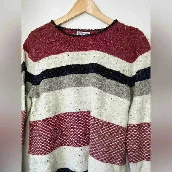 Northern Reflections Womens Red Striped Knit Cotton Cottagecore Sweater Large - Picture 6 of 12